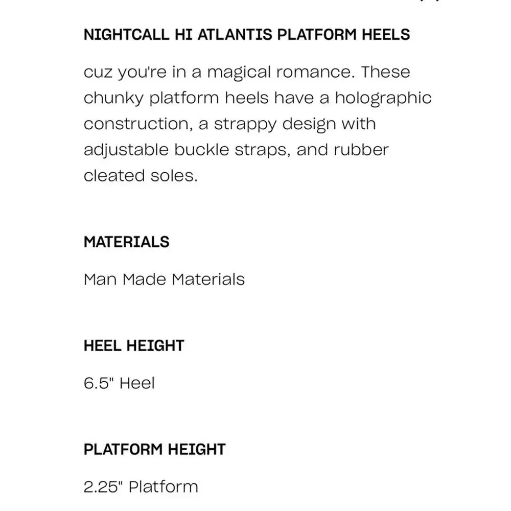 Y.R.U. Nightcall Hi Atlantis Holographic Platform Heels •8• Cage Gladiator YRU